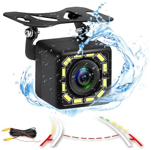 Kuuleyn Caméra de recul de Voiture HD, caméra de Vue arrière de Voiture IP68 étanche 8 LED caméra de Vision Nocturne de stationnement de Secours Inverse