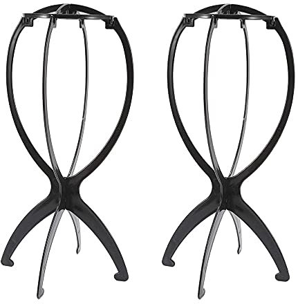 Perückenhalter,2 PCS Tragbare Falten Perückenständer Kurze Perückenlöcher Kunststoff Schwarz Perücke-Standplatz Perückendisplay Tool für Damen Herren