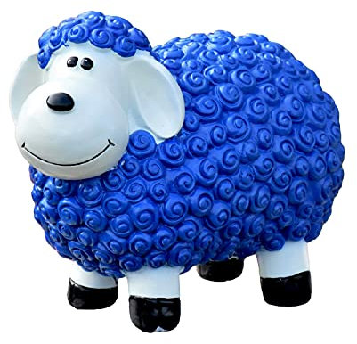 Geschenkestadl Gartenfigur Schaf wetterfest 23 cm hoch Tier Figur (Blau)