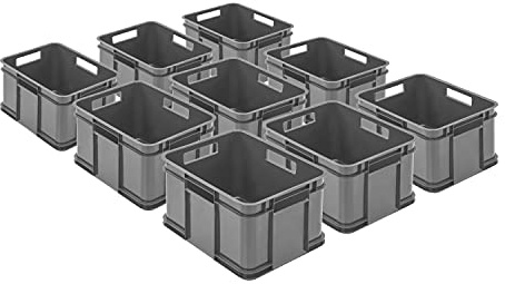 PAFEN 9x Euro Stapelbox Bruno Eco Blau Grau Euro-Box Stapelkasten 16L Transport Eurobehälter