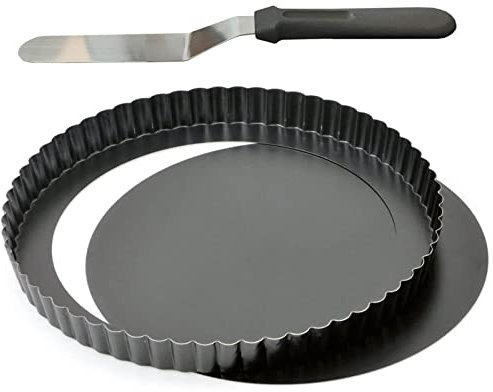 KangBaz Tarteform 26 Cm Mit Hebeboden，Tarteform mit Hebeboden ，Quicheform Mit Hebeboden，Antihaftbeschichtete Quiche Backform, für Kuchen, Pizza,eisenhaltig