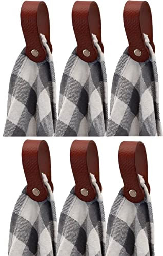 Brute Strength - Magnetic Towel Holder Leather - Cognac 6 pcs - for Kitchen, Bathroom, Bath, Hook