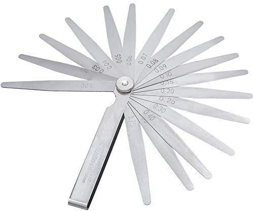 Mesee 17 Blades Metric Feeler Gauge, 0.02-1.00mm Stainless Steel Gap Measuring Tool for Gap Width and Thickness Measurement