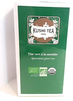 Kusmi Tea Thé vert à la menthe BIO,Grüner Tee mit Minze BIO, Geschenkset mit 25 Teebeuteln