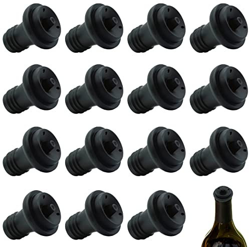 Lot de 15 bouchons sous vide refermables pour pompe à vin - Maintient la saveur fraîche du vin - Convient à la plupart des pompes à vin (noir)