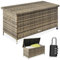 TecTake® Garden Storage Box, Lockable, UV-Resistant Poly Rattan Weave, Powder-Coated Steel Frame, Gas Pressure Springs, Removable Inner Pocket, Plastic Caps, Easy Assembly, Waterproof, 270L - nature