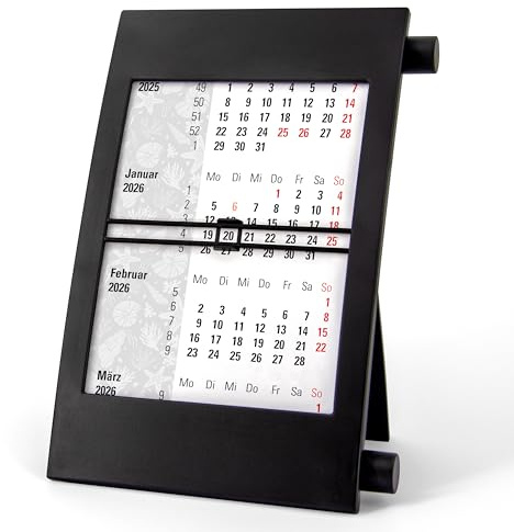 Truento 3-Monats-Tischkalender MARITIM für 2 Jahre (2027 & 2028) - mit Drehmechanik - schwarz/schwarz