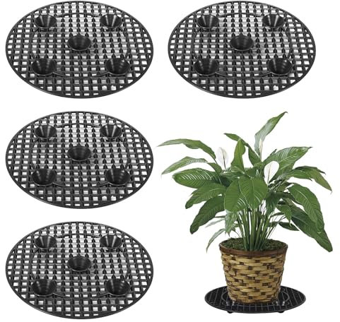 ALEXPRE 6 Stück Pflanzenständer für Blumentöpfe, 20,1 cm, schwarz, robuste Pflanzenständer, Pflanzenuntersetzer zur Vermeidung von Fäulnis und Schäden auf Terrasse und Deck
