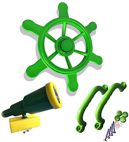 Spielturm-Set grün/apfelgrün - Piratenlenkrad, Fernrohr, Handgriffe Zubehör