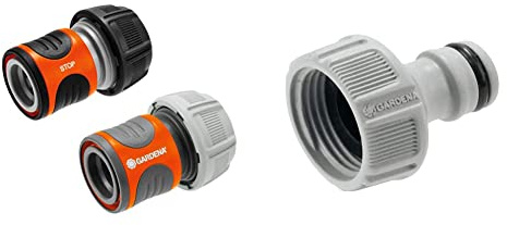 Gardena Schlauchverbinder-Satz 19 mm : Für Schlauchanfang und -Ende, Anschluss passend für alle Original Systemteile, UV- und frostsicher & Hahnverbinder 26,5 mm : Adapter für den Anschluss