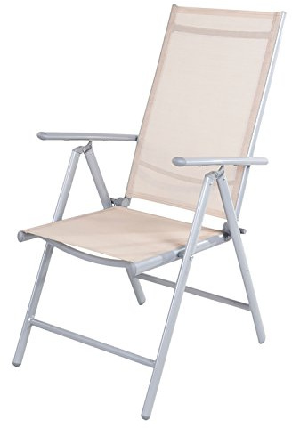 Mojawo Gartenstuhl - Hochlehner 7-Fach verstellbar - zusammenklappbar - Klappstuhl - witterungsbeständiges Aluminium - wetterfeste Gartenmöbel- extra leicht, Farben:Beige