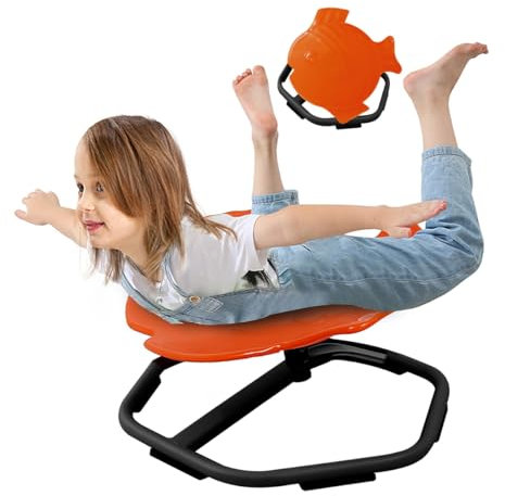 E-Solem Karussell Autismus Kinder Drehstuhl, Sensorischer Drehstuhl Training Physische Koordination und Gleichgewicht, Balance Stuhl für Kinder, rutschfeste Metallbasis (Orange)