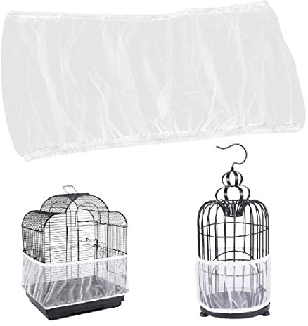 LICHUANUK Abdeckungen für Vogelkäfige,vogelkäfig schmutzfang,Vogelkäfig Samenfänger,für Käfige mit einem Umfang von 100-170 cm für Rund Quadratisch Käfig,weiß, M