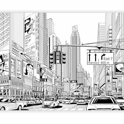 murando - Fototapete Premium-Vlies Stadt 100x77cm Foto Tapete Schlafzimmer Wohnzimmer Vliestapete XXL Wandtapete Motivtapeten Bildtapete 3d Effekt Wand Dekoration Flur New York Amerika Linien Straße