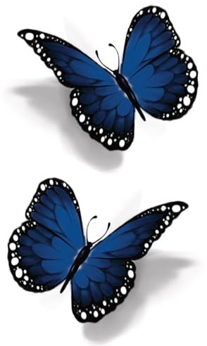 x3 Tatouage Éphémère papillon bleu 3D - 1 lot de 3 Feuilles de tatouage temporaire insectes | Bras, épaule, cou, cheville, main, jambe | Bleu | Homme, Femme - TATTOO YOUR STYLE