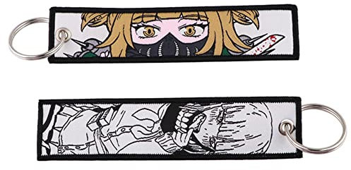 Mamarmot 2 Stück Anime Schlüsselanhänger bestickt Schlüsselanhänger Jet Tag Rucksack Tag Tail Motorrad Auto Schlüsselanhänger Halter Schlüsselanhänger Schlüsselanhänger, Cartoon-3, Small