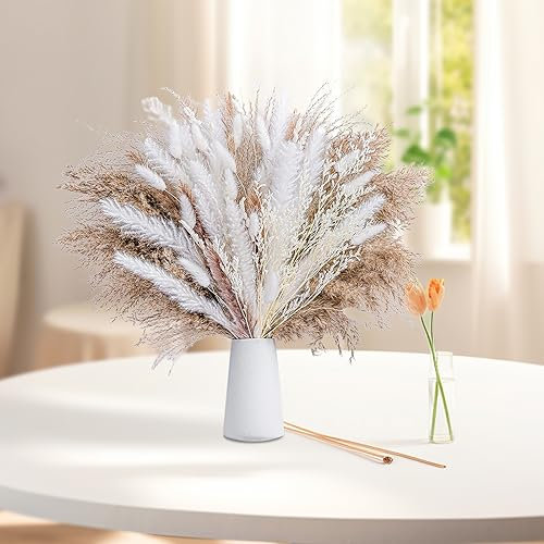 80 PCS Pampasgras, Pampasgras Dekoration für Boho Badezimmer, Schlafzimmer, Küche, Wohnzimmer, Schreibtisch, Regal, Hochzeitszimmer, 43cm Lang