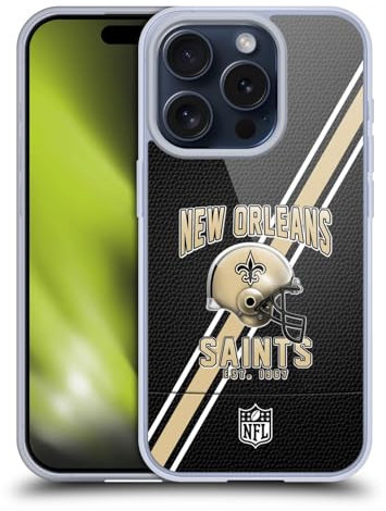 Head Case Designs Offizielle NFL Football Streifen New Orleans Saints Logo Art Gelhülle [Militärischer Schutzgrad] Kompatibel Mit Apple iPhone 15 Pro Und Kompatibel Mit MagSafe