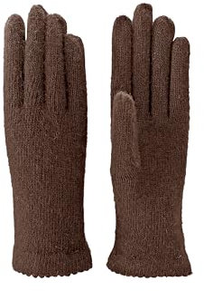 CLASSE77 - Handschuhe aus Angora-Wollmischung, rasiert, mit gewelltem Rand, für Damen und Herren, handgefertigt, hergestellt in Italien, dunkelbraun, Einheitsgröße