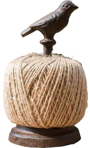 Cast Iron Garden Twine Holder Vintage Cast Iron Hemp Rope Roll Holder with Scissors Figurines for Crafting Gardening