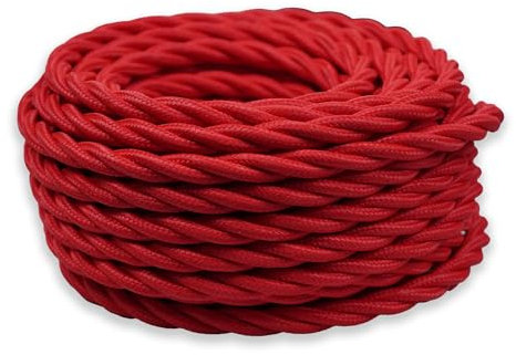 FANTON cavo elettrico tessile colore rosso treccia seta 2mt 3G0,75 filo rivestito in tessuto vintage stile retrò per lampadari applique 93836-02