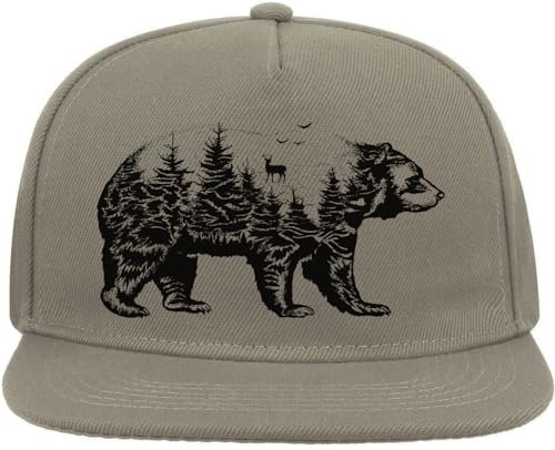 Atspauda Bear Spirit of the Forest Snapback Flat Visor Cotton Blend Cap Gray, grau, Einheitsgröße