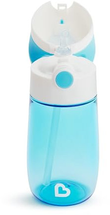 Munchkin Bouteille d'Eau Poussette Flip & Go™ avec Paille | Tasse Tout-Petit 12 oz / 355 ml | Design Anti-Déversement | Bouteilles Enfant et Bébé pour Filles et Garçons 18m+ | Matériau Durable | Bleu