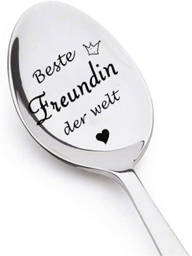 Edelstahl Löffel Mit Gravur Beste Freundin Der Welt, Geburtstags Geschenk, Kaffee Dessert Löffel Personalisiertes Geschenk für Freundin, Schwester