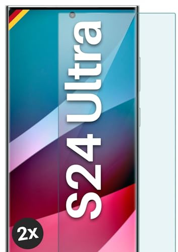 moex Schutzfolie für Samsung Galaxy S24 Ultra Glas 9H Härte, gehärtetes Schutzglas, Panzer Schutz Glas Displayschutz Folie, kompatibel mit jeder Handy Hülle, ShockProtect 2 Stück
