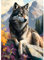 DPHERO Wolf Diamant Painting Bilder für Erwachsene Anfänger,5D Blumen Diamond Painting Set,DIY Strass Bilder Berg Diamant Kunst Kits,Runde Steine Diamant Painting für Zuhause Dekor 30x40 cm