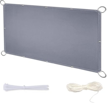 Voile d'ombrage Rectangulaire étanche 0.8x7.5m Voile d'ombrage, Toile Solaire Voile Rectangulaire Brise Vue Balcon Exterieur pour Balcon Jardin avec D-Ring Oeillets Attaches de câble et Cordons Gris