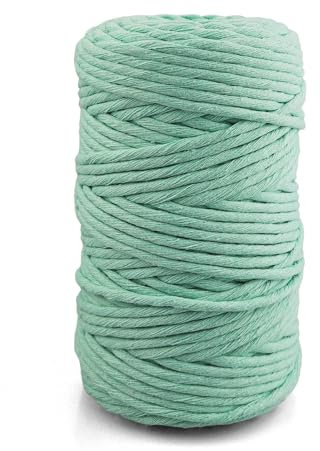 Netuno 1x Makramee Garn Mint 5 mm 100 m gedreht Baumwolle Kordel Textilgarn Kordelband Naturgarn Baumwollgarn Dekoschnur Makrameeschnur Baumwolle Baumwollschnur Makramee Seil Baumwolle