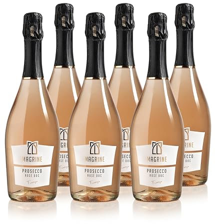 Magrine | Prosecco DOC Rosé L'Animo Fashion del Prosecco Vino Spumante Italiano Metodo Martinotti Prosecco DOC di Treviso con Uve 90% Glera 10% Pinot-Noir 6 Bottiglie da 750 mL