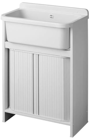 Mobile lavatoio in Pvc con vasca ad inserimento 55x34 cm a serranda Bianco