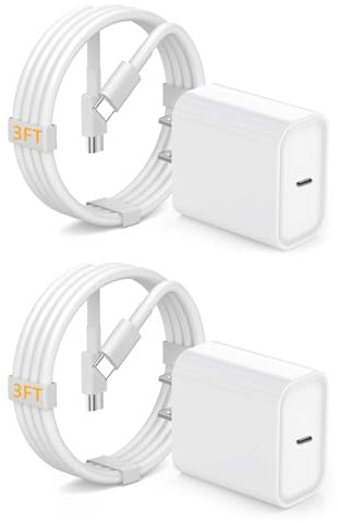 Charge rapide pour iPad Air 13 (M2)/5/4e lot de 2, chargeur rapide de type C 20 W avec câble USB C vers C pour iPhone 15/Plus/Pro/Pro Max, iPad Pro 13/11 M4/M2, iPad Pro 12,9/11 2024/22/21/20/18,