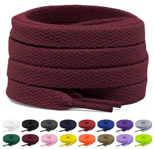 Shecret 2 Pares de Cordones, Cordones Planos de 8mm, Cordones Zapatillas Deporte Para Zapatillas Deportivas, Correr, Adultos, Niños, Poliéster (Rojo vino, 80 cm - 2 Paar)