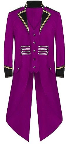 Dolcevita per Uomo Inverno Autunno Manica Lunga Vittoriano Gotico Cosplay Contadino Steampunk Giacche Outfit Uomo 2025 Y2K, W-553 Viola, M