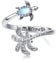 Turtle Rings 925 Sterling Silver Moonstone Turtle Palm Tree Ring Jewellery Birthday Gifts for Women
