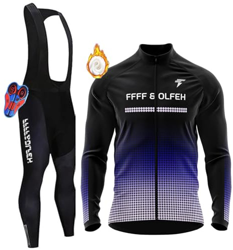 Radtrikot Set,Winter Fahrradbekleidung Herren Fahrrad Jacke + Hose Set Winter Thermo Fahrradbekleidung + 9D Gel für Radfahren MTB Outdoor