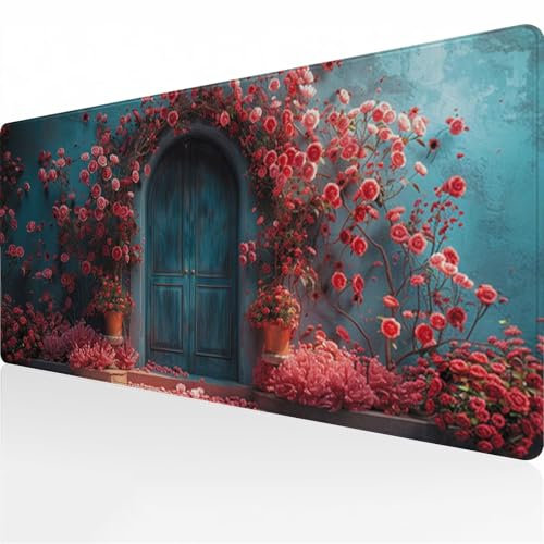 Grand Tapis de Souris de Jeu 1500x800x2 mm Fleur Rose Rose Tapis de Souris Gamer XXL Tapis de Bureau étendu Surface Spéciale Améliore la Précision pour Le Bureau et la Maison