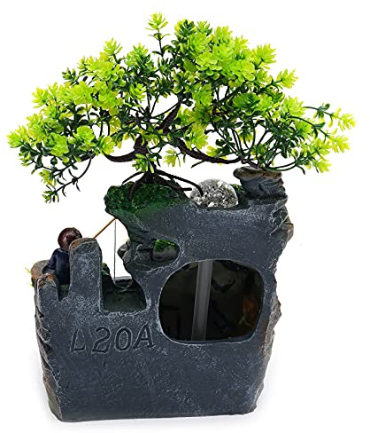 Zimmerbrunnen Wasserfall Brunnen Pflanze Desktop Ornament Decor Gartenbrunnen Groß Cascades Mit Led Beleuchtung Deko Wohnzimmer Tischbrunnen Bonsai Ornamente Fengshui Wasserspiel Dekor