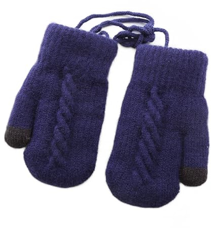 AIDIER Kinder Winter Warme Fäustlinge 2-5 Jahre Jungen Mädchen Fleece Warme Fausthandschuhe Kleinkind Hang Neck Fäustlinge Kleinkind Gestrickte Handschuhe Dicke Fleece-Innenfutter Strickhandschuhe