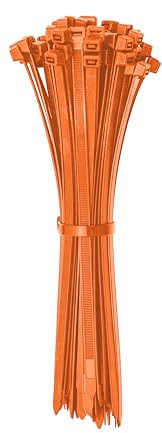 ERKO Kabelbinder Orange 200mm x 3,6mm 100 Stück Wetterfest, Hochsichtbare, Heimwerkerprojekte, Kabelmanagement, UV-beständig, Für drinnen und drauße