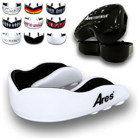 Ares Fightwear® Premium Mundschutz Boxen inkl. Aufbewahrungsbox für Kampfsport, MMA & Athleten I Maximaler Zahnschutz dank idealer Passform in TOP Qualität I Profi Mouthguard für Herren & Damen