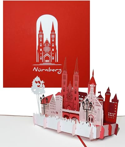 Pop-Up Karte „Nürnberg - Panorama mit Kaiserburg“ 3D Grußkarte als Postkarte, Souvenir, Gutschein & Fanartikel - Karte mit Umschlag
