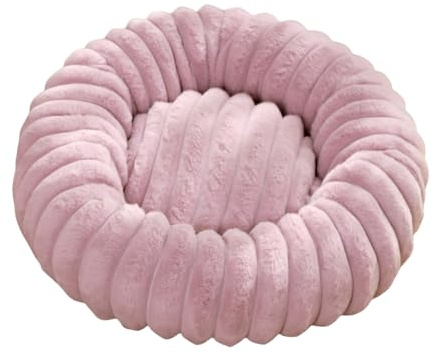 Pevfeciy Weich Haustierbett für Hund Donut-Kissen Katzenbett und Hundesofa Rundes Kissen Plüsch-Hundesofakissen für Mittelgroße & Kleine Hunde,Lila,60cm