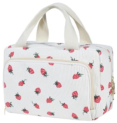 Funtlend Cord Kulturtasche Kosmetiktasche für Damen - Kosmetikbeutel Waschtasche für Travel Mädchen