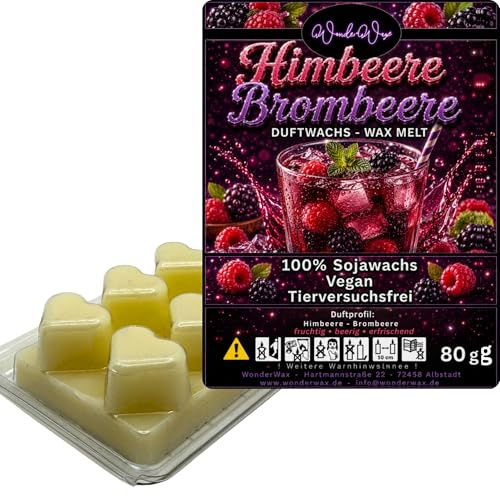 WonderWax® Duftriegel 6 x Duftwachs Herzen Weiß Himbeeren & Brombeeren | Farbe: Weiß | Raumduft für Duftlampen, Wax Melt, Sojawachs, Indoor Duftöl Wachs schmelzen für Aromalampe