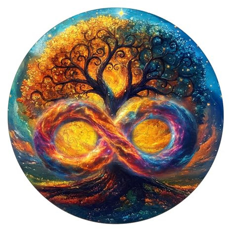 KaayeeWood Puzzle in Legno per Adulti,300 Pezzi L'infinito Albero Della Vita Puzzle di Legno con Scatola,Puzzle Irregolare Unico,Regalo di Compleanno per Adulti e Bambini