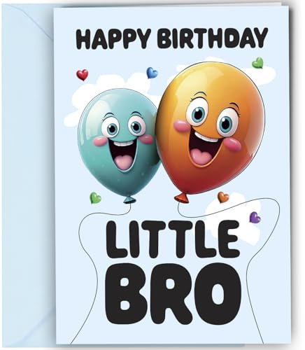 Oscar Finks Geburtstagskarte für kleinen Bruder, Ballon-Design, 350 g dicke Karte #1832